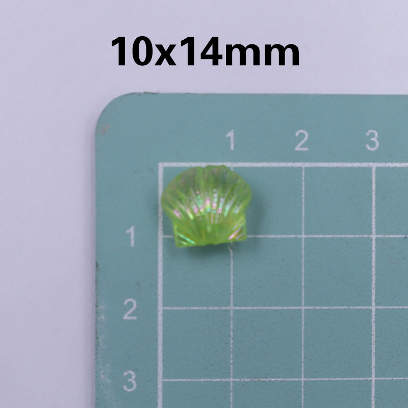 Transparent Shell Resin Beads 14mm Iridescent Multicolor 50pcs 12