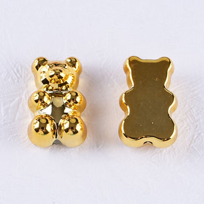 Plating Teddy Bear Acrylic Beads 18mm Metallic Colored 100pcs 7