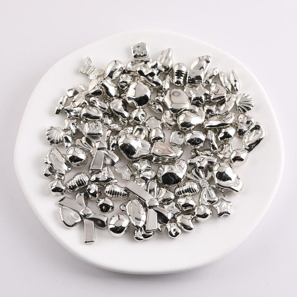 Silver Tone Irregular Shape CCB Plastic Beads 200pcs 4