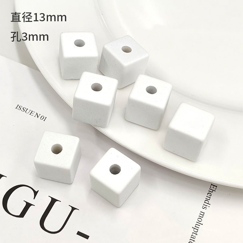 Rubberized Spray Painted Square Acrylic Beads 13mm 50pcs 2
