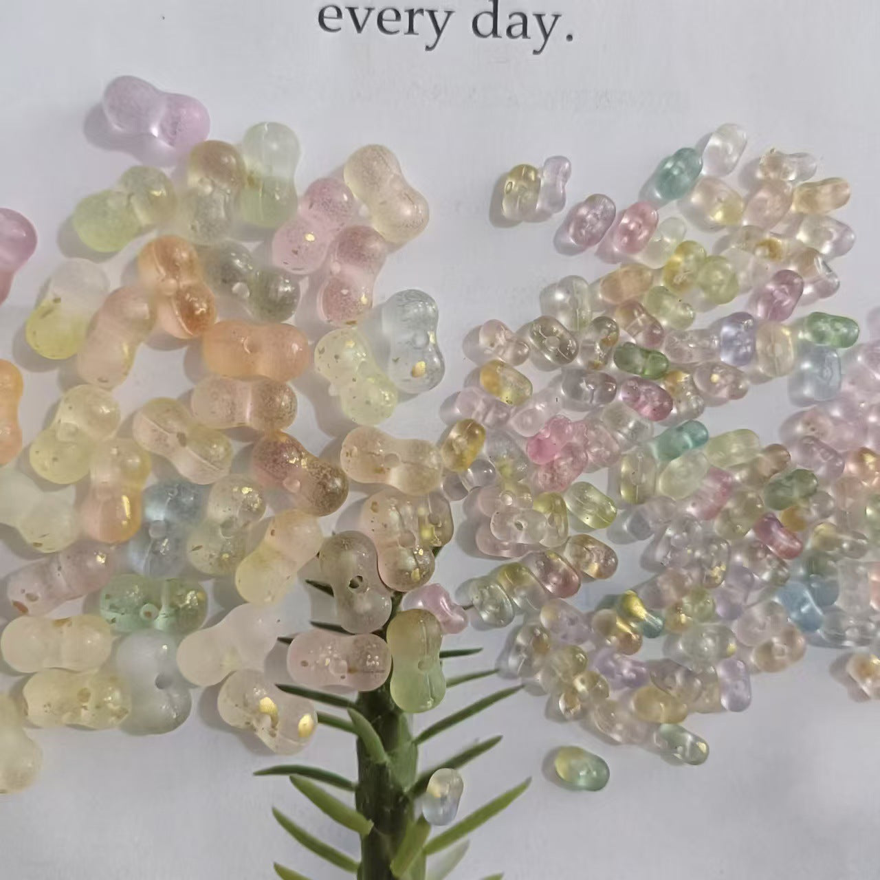 Acrylic Peanut Spacer Beads 3x6 6x11mm Transparent Frosted Gilded 1000pcs 6