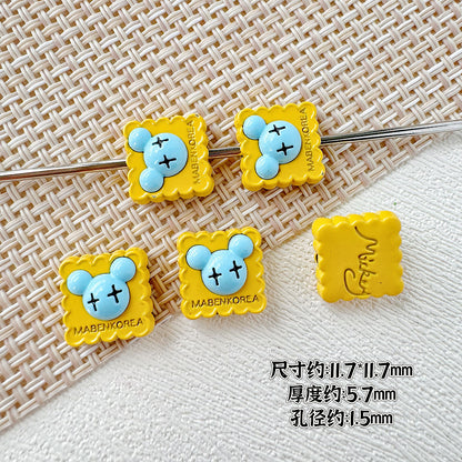 Strawberry and Mouse Metal Beads 13mm Pastel Painted Cookie Design 10pcs 21