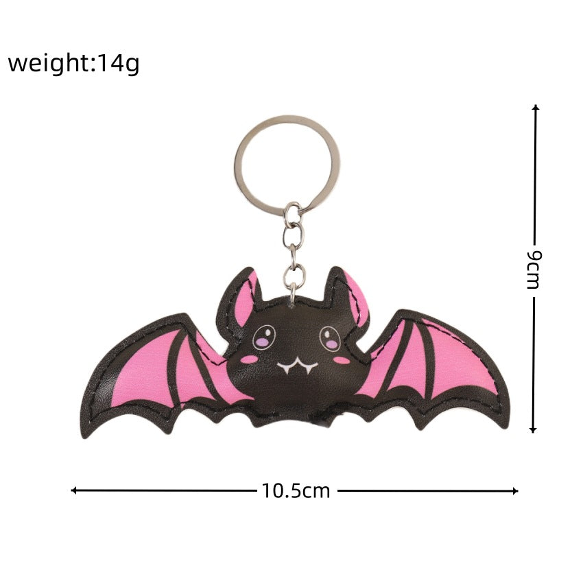 Pink Bat Metal Halloween Keychain Cute Wings Grin Design 4