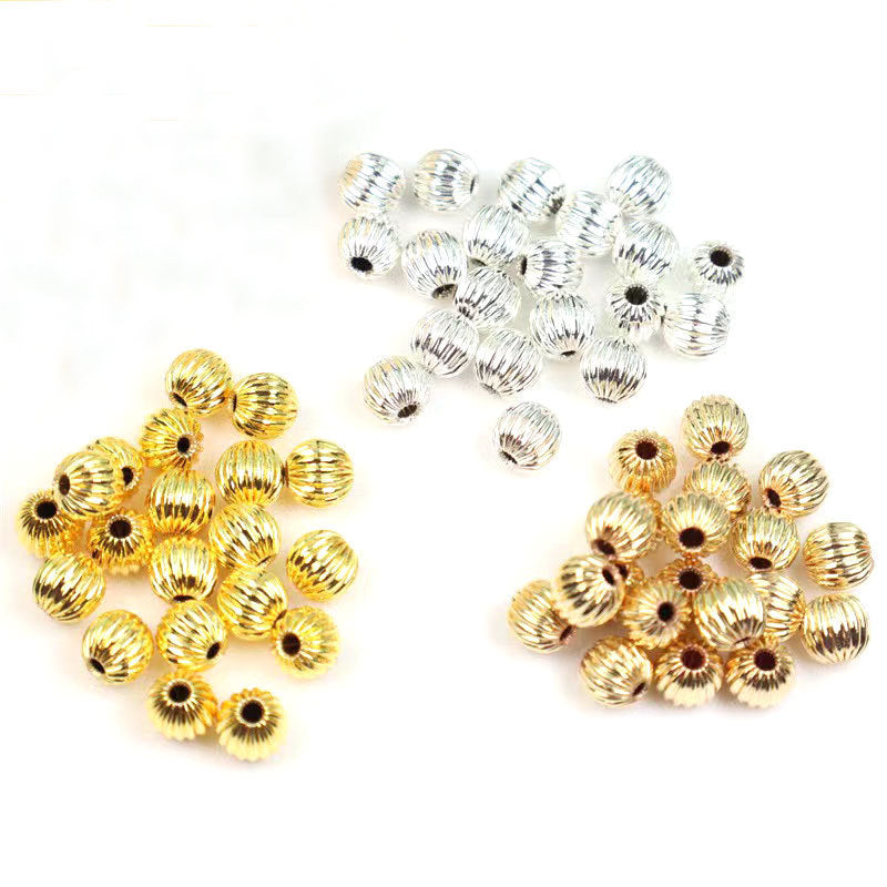 Brass Round Spacer Beads 3-8mm Pumpkin Striped 100pcs 3