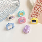 Painted Camera Acrylic Beads 25mm Pastel Colors Glossy Silver 50pcs