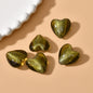 Lampwork Heart Glass Beads 10-20mm Transparent Silver Foil Filled 2pcs 13