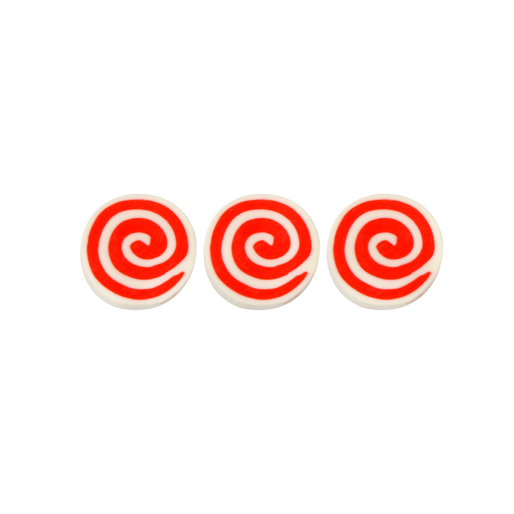 Flat Clay Beads 9mm Red Lollipop Pattern Polymer 100pcs 5