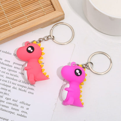 Silicone Dinosaur Couple Keychain Cute Colorful Dino Charm 2