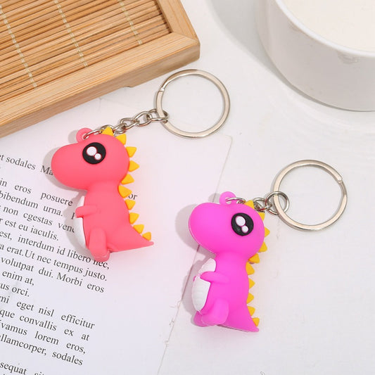 Silicone Dinosaur Couple Keychain Cute Colorful Dino Charm 2