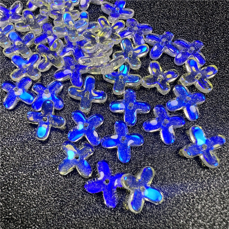 Czech Glass Beads Osmanthus 11.5mm Emerald Green Four-Petal 50pcs 12