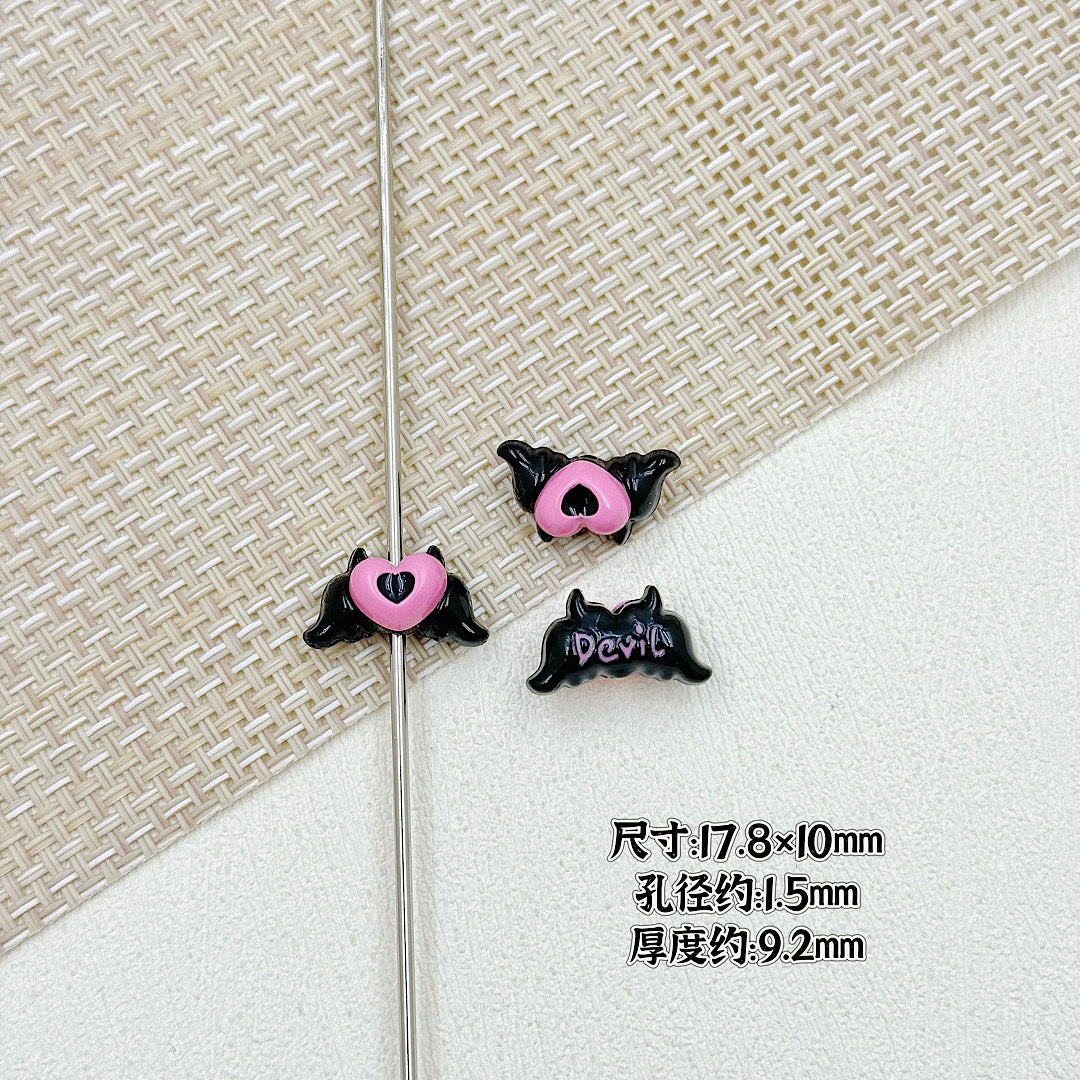 Devil Heart and Kitten Flower Metal Beads 17/15mm Baking Painted 18pcs 13
