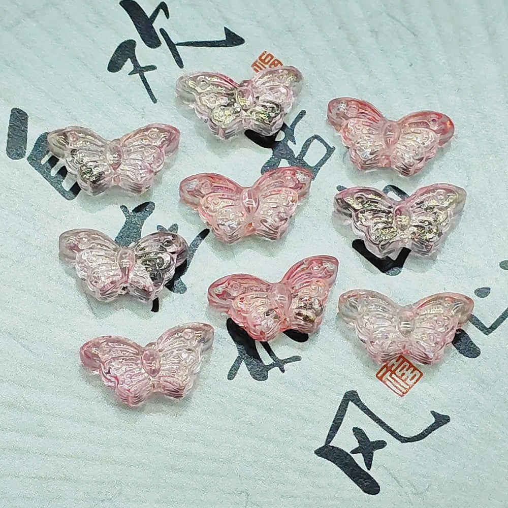 Butterfly Glass Beads 15x10mm Colored Transparent 25pcs 9