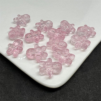 Frosted Gingerbread Man Glass Beads 14x15mm Colorful 100pcs 13