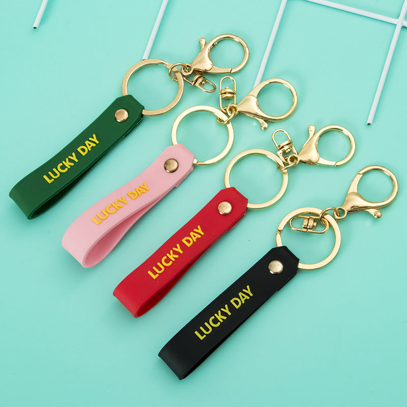 PVC Letter Wristlet Keychain Soft Rubber LUCKY DAY Print 2