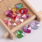 Plating Faceted Heart Acrylic Beads 13mm Transparent AB Colored 100pcs 3