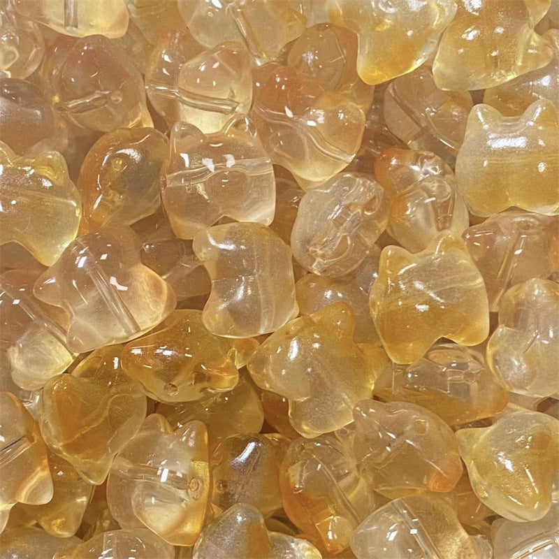 Transparent Corgi Butt Glass Beads 13mm Colorful Glossy 100pcs 6