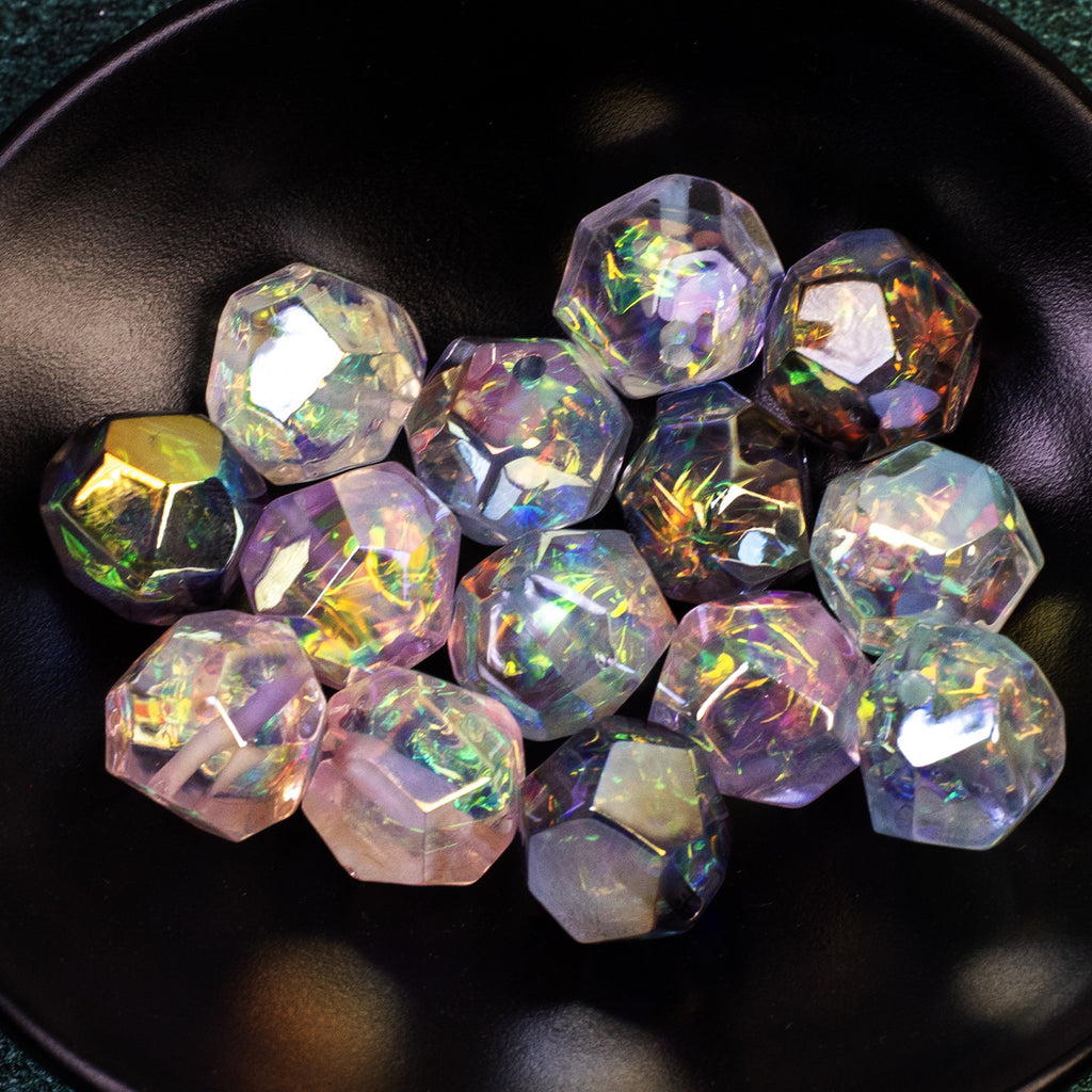 Faceted Iridescent Resin Beads 16mm Mixed Colors 10pcs 3