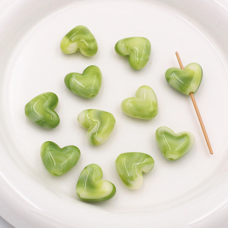Marble Texture Heart Acrylic Beads 17mm Gradient Color Mixed 40pcs 8