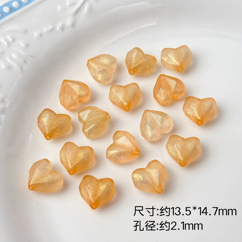 Faceted Glitter Heart Acrylic Beads 14mm Colorful Mixed 30pcs 9