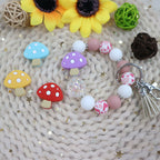 Silicone Focal Beads Mushroom Toadstool White Spots 20pcs 3