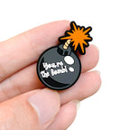 Silicone Focal Beads Simulated Bomb Glossy Black Orange Fuse 20pcs 5