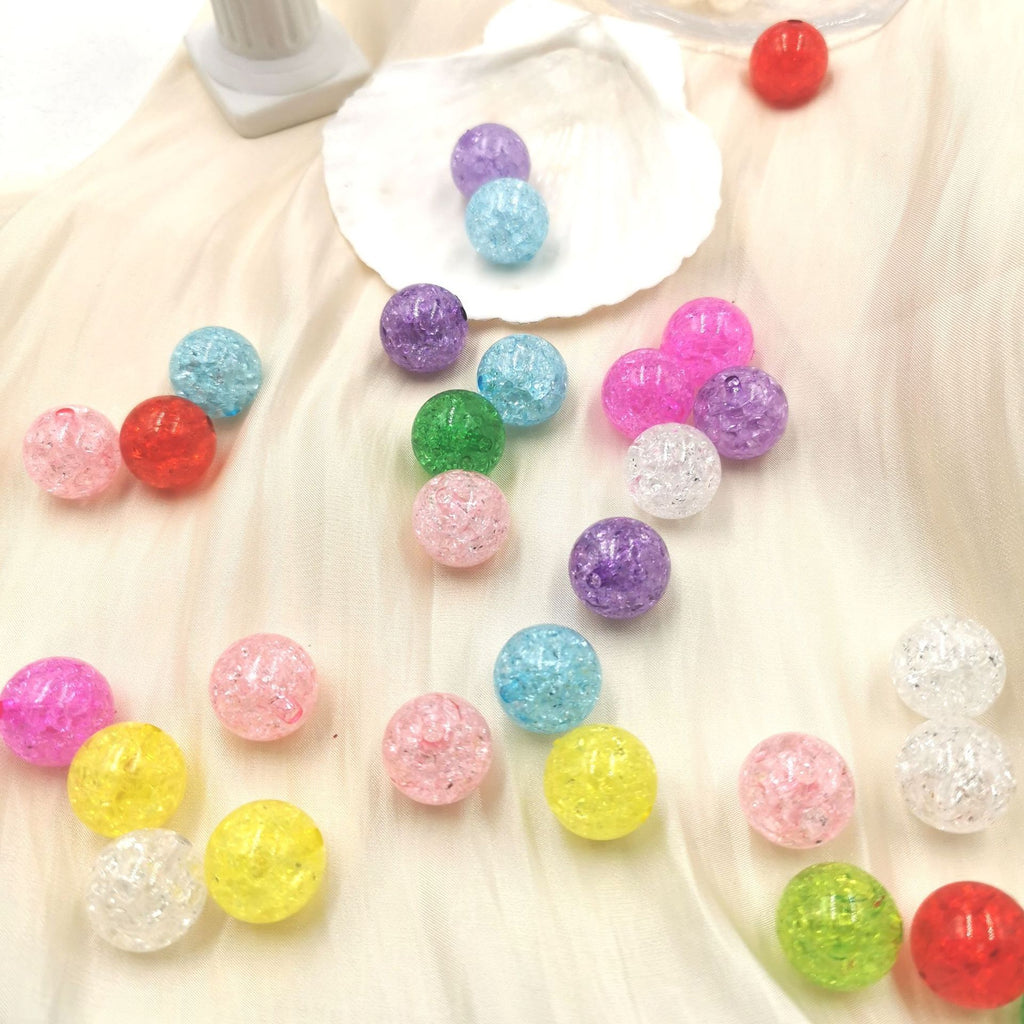 Transparent Crackle Acrylic Beads 10-16mm Colorful Mixed 100pcs