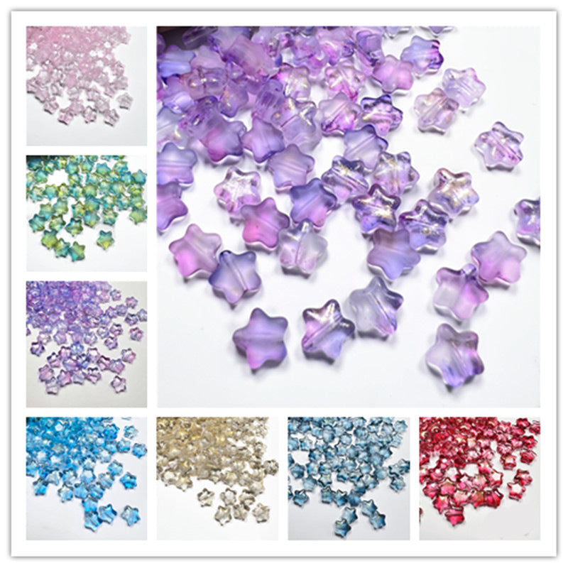 Czech Glass Beads Star 8mm Translucent Soft Color Gradient 50pcs