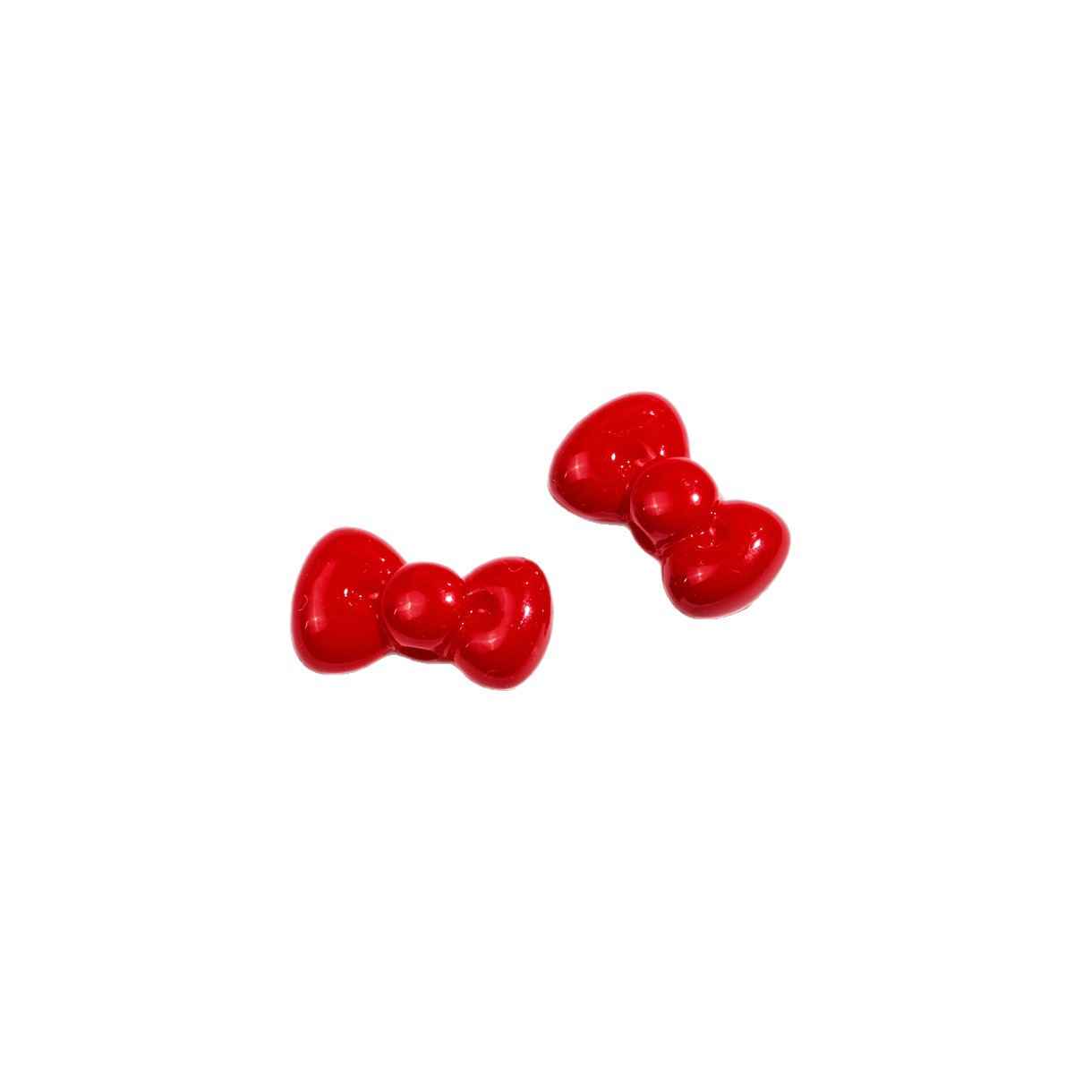 Painted Mini Bow Acrylic Beads 13mm Glossy Mixed Colors 50pcs 5