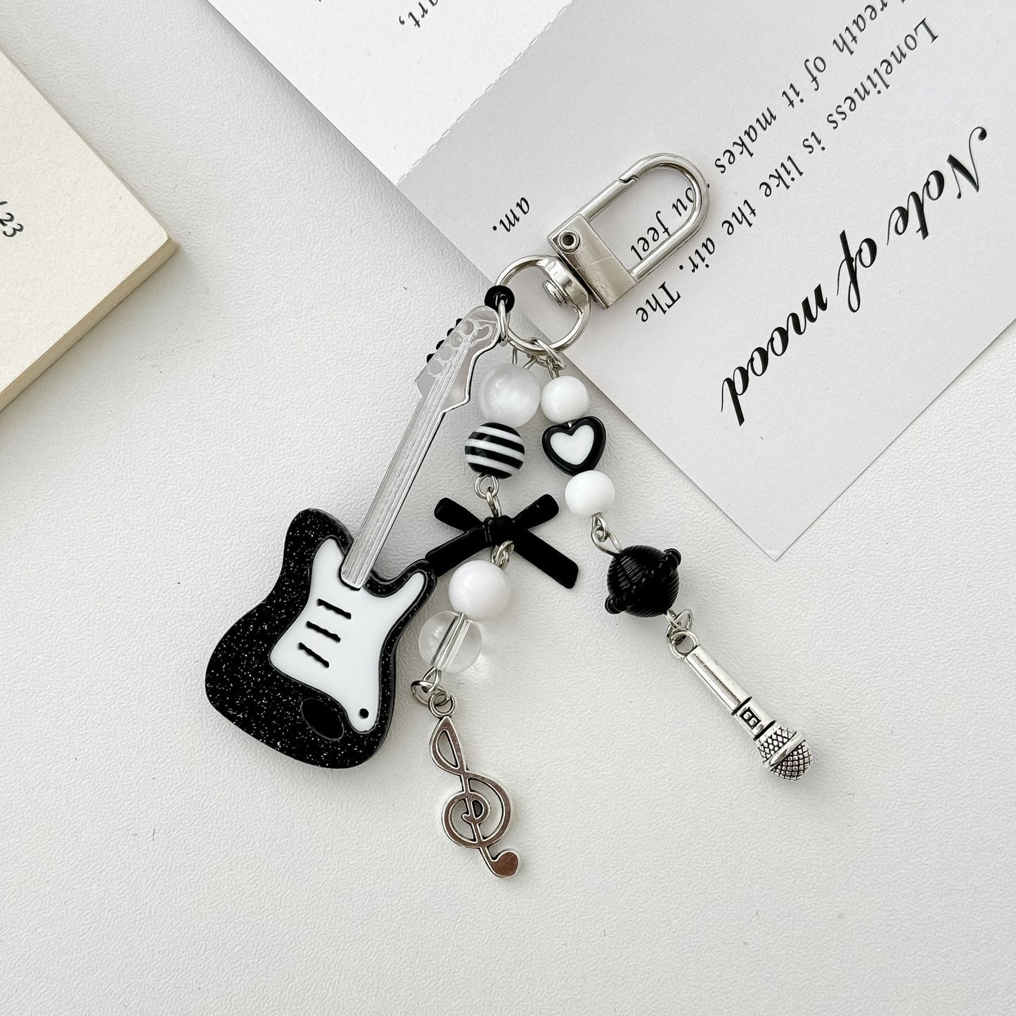 Black Guitar Resin Phone Charm Musical Pendant 7cm 2pcs 3