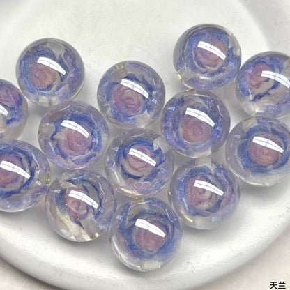 Luminous Rose Resin Beads 16mm Round Multicolor 10pcs 19