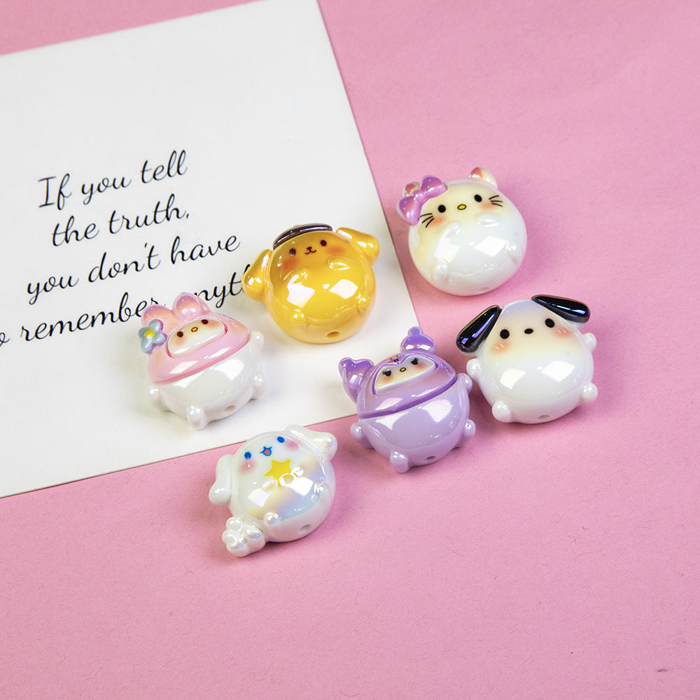Chubby Sanrio Character Resin Beads Glossy Pastel Spheres 20pcs 6