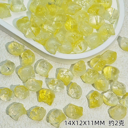 Clear Fox Head Glass Beads 14mm Transparent Playful Design 25pcs 9