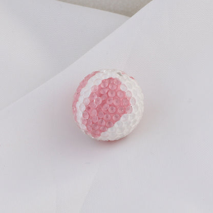 Rhinestone Round Clay Beads 16mm Golf Pattern Bubblegum 10pcs 13