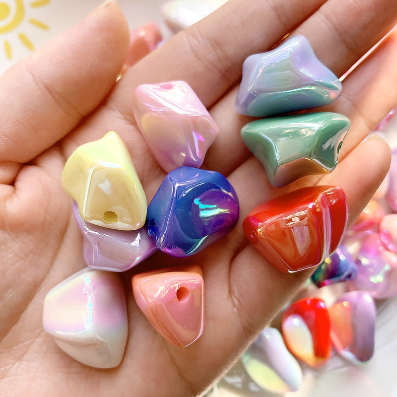 Plating Irregular Trapezoid Acrylic Beads 24mm Colorful Glossy 50pcs 2