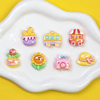 Plating Sunflower and Bus Resin Beads Glossy Multicolor 10pcs 3