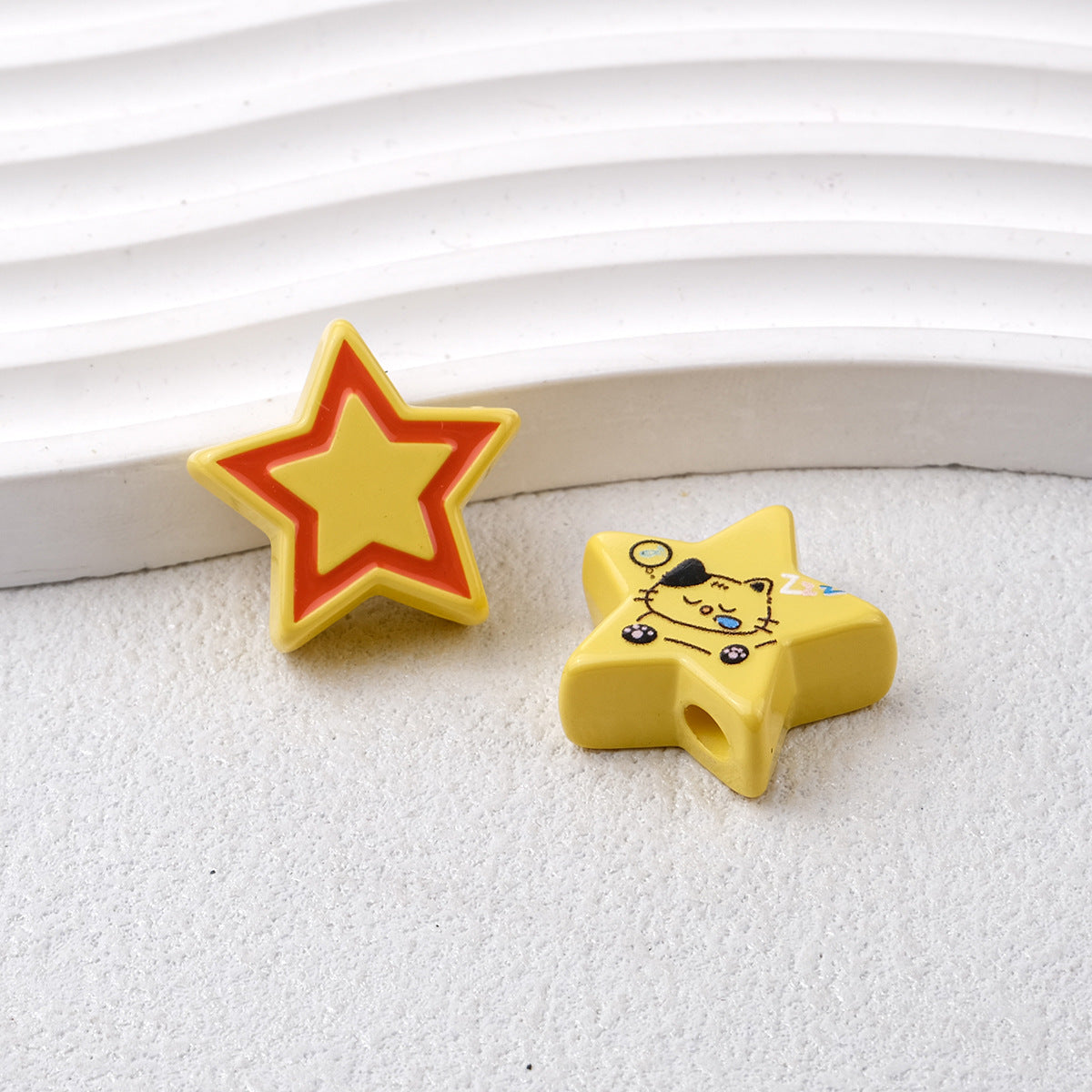 Star Acrylic Beads 22mm Cat Pattern Glossy Colorful 20pcs 11