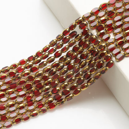 Gilded Oval Seed Glass Beads 4x6mm Plated Gold Frame 96pcs 7