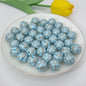 Round Acrylic Beads 16mm Gilded Plaid Pattern Glossy 50pcs 10