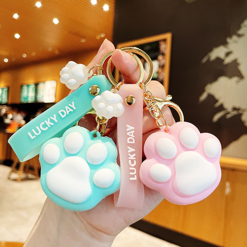 PVC Cat Claw Keychain Soft Adhesive Cute Animal Charm Vivid Colors 4
