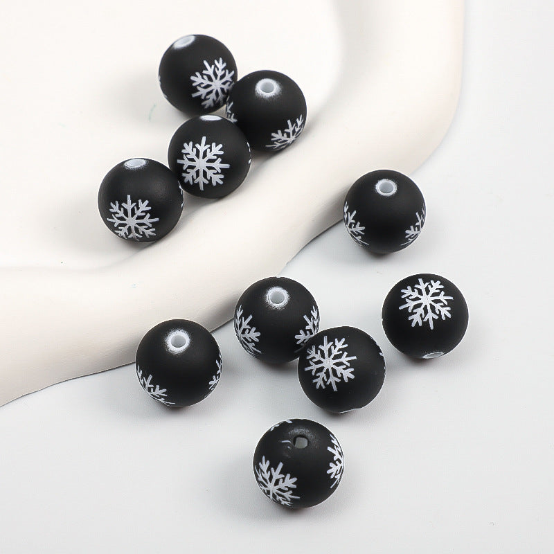Rubberized Spray Painted Snowflake Acrylic Beads 16mm Christmas 100pcs 9