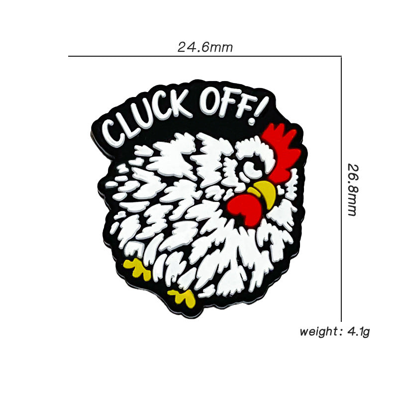 Silicone Focal Beads Chicken With Cluck Off Text 20pcs 2