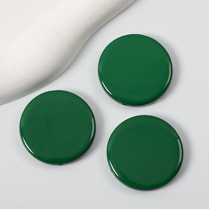 Glossy Painted Disc Acrylic Beads 32mm Colorful Mixed 50pcs 12