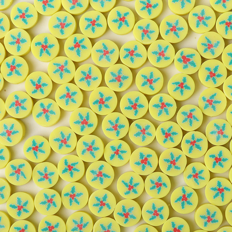 Flat Clay Beads 10mm Christmas Holly Fruit Polymer 100pcs 6