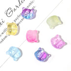 Transparent Cat Head Glass Beads 14mm Pastel Colors 30pcs