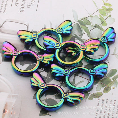 UV Color Plated Solid Color Varied Sakura Angel Wings Acrylic Beads 2pcs 24