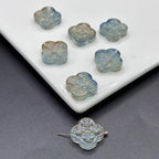 Transparent Clover Shape Glass Beads 14mm Soft Smoky Blue 100pcs