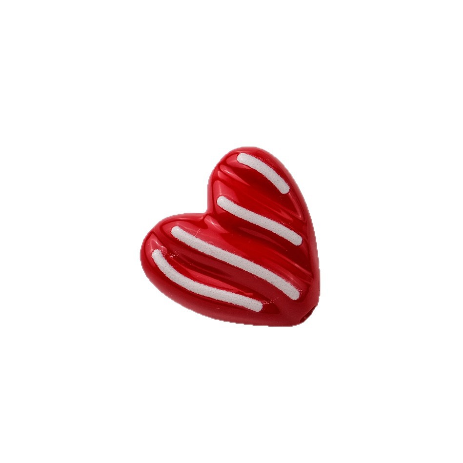 Wavy Stripe Heart Acrylic Beads 19mm Colorful Mixed 20pcs 2