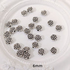 Rose Flat Metal Beads 6mm 9mm Vintage Alloy 100pcs 4