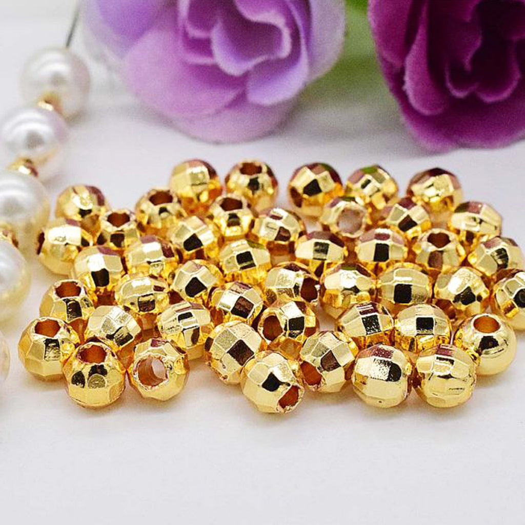 Brass Faceted Round Metal Beads 3-6mm Jewel Tone Sparkle 100pcs 6