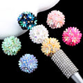 Flower Cluster Clay Beads 20mm Colorful Pastel Rhinestone 6pcs